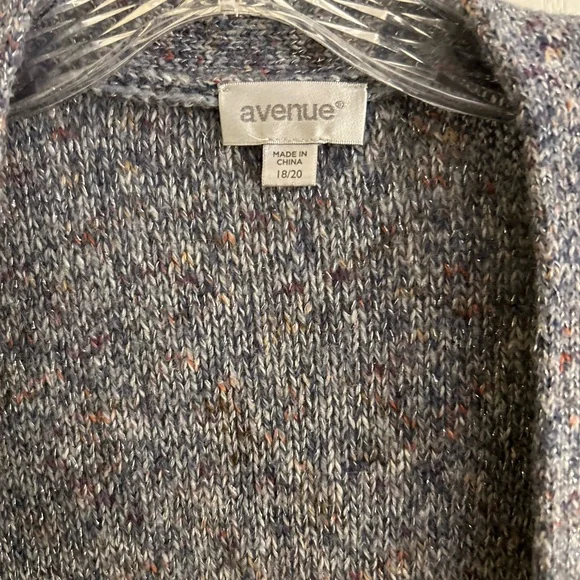 Avenue Women's Cardigan Sweater Gray With Sparkles 18/20 - Picture 2 of 7